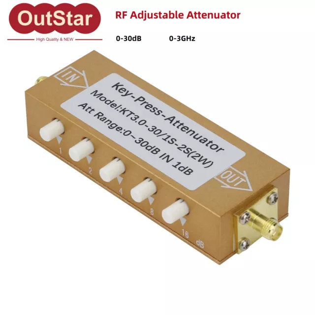 2W SMA-KK 0-3GHz RF 0-30dB Adjustable Attenuator Digital Step RF Attenuator