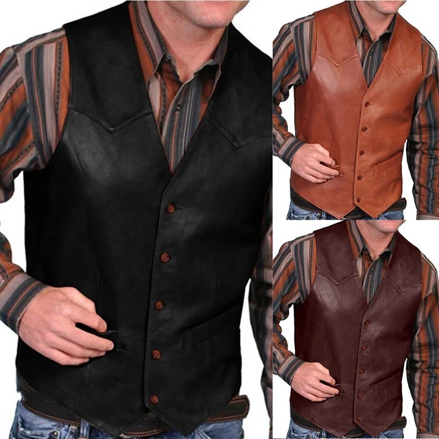 Biker Saio Lederkutte Gilet IN Pelle Discoteca Rockerweste Uomo Moto Chopper