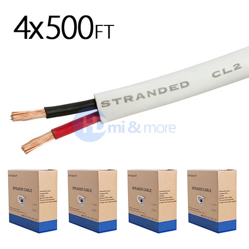 4x 500 FT Feet True 14 Gauge AWG Speaker Wire Cable Car Home Audio 2 Conductor