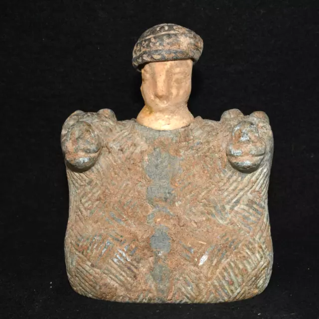 Large Ancient Bactrian Stone Idol Statue with Protome of 2 Animal Heads 2000 BC