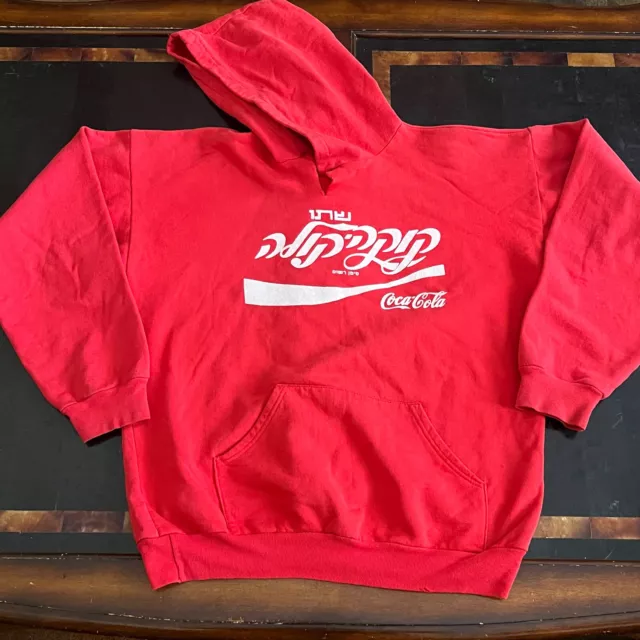 Vintage Coca Cola sweater Red Large HEBREW Beverage Food Restaurants