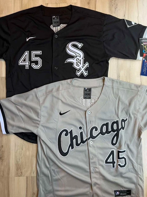 #45 Michael Jordan Chicago White Sox Grey/Black Throwback Baseball Jersey