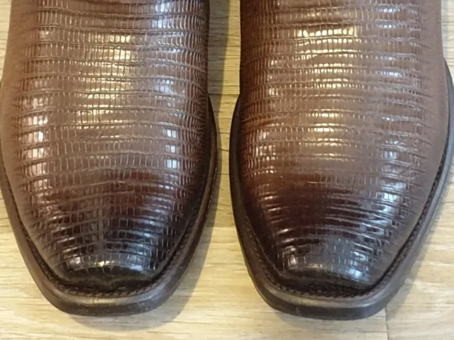 COWBOY WESTERN ZIPPER Boots Brown Genuine Teju Lizard Men’s US11/UK10.5 ...