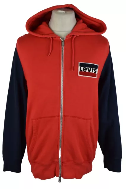 Sudadera con capucha roja LEVI'S talla M para hombre con cremallera completa retro ropa deportiva al aire libre ropa exterior
