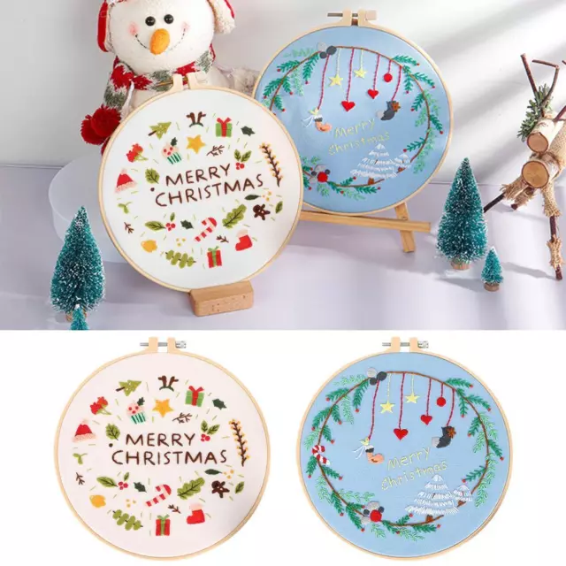 24 Days Of Advent Hand Embroidery Kit，Cross-Stitching DIY Enthusiasts Xmas Z9G7