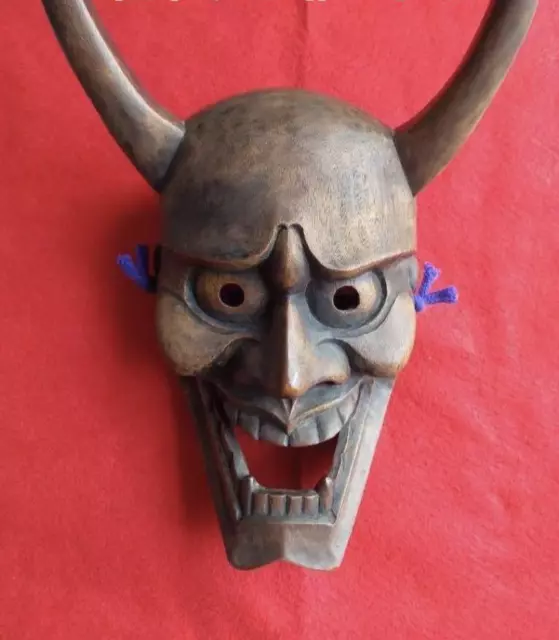 Noh Mask Oni Hannya Demon Japanese Vintage Antique Handmade Wooden Wood Carving