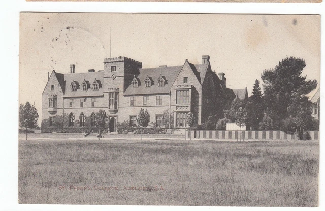 St Peter's College Adelaide Old POSTCARD trade card Murray & Bond Tailors 1908
