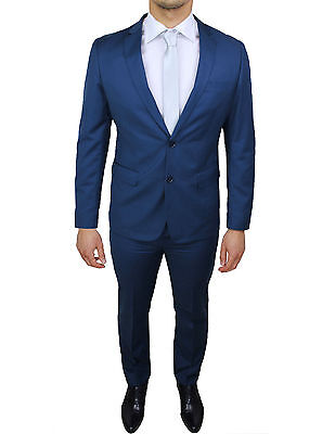 Elegante Abito da Uomo Blu Scuro Sartoriale Blu Completo Vestito Casual Slim Fit Aderente 