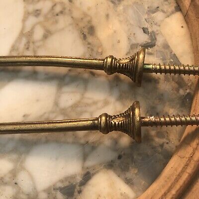 Vintage PAIR French Antique Brass Drapery Curtain Holdback Towel Hook Victorian 3