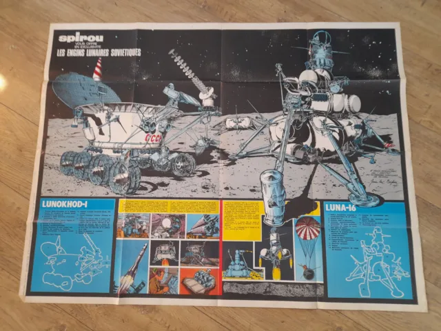 Poster Spirou-Les engins lunaires soviétiques-Format 75/98-Collection.