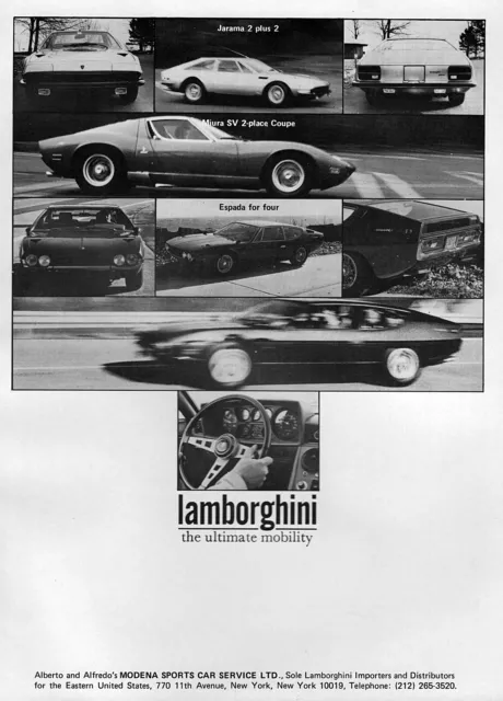 1972 Lamborghini Miura SV Jarama & Espada Original Print Ad