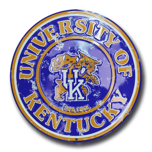 Kentucky Wildcats 12" Round Metal Embossed Sign Kentucky Man Cave University