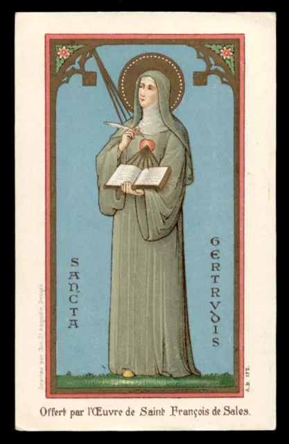antico santino cromo-holy card S.GERTRUDE LA GRANDE