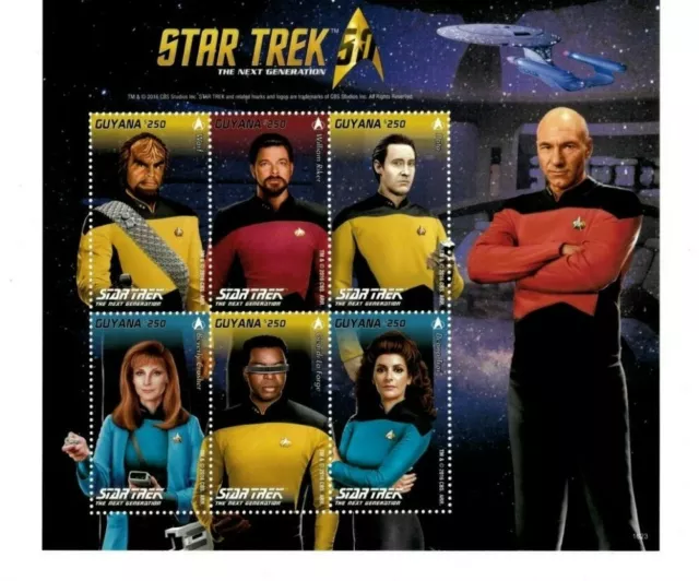 Guyana - 2016 - Star Trek The Next Generation - Sheet of Six - MNH