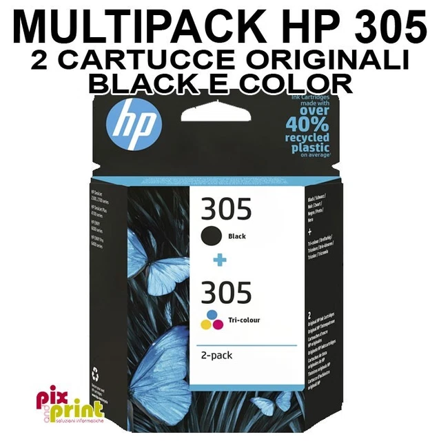 HP 305 ORIGINALE PROMO MULTIPACK 1 nero + 1 colore - Envy 6020 DeskJet 2720 2723
