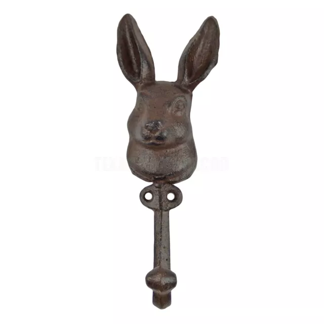 Rabbit Bunny Hare Wall Hook Cast Iron Key Towel Coat Leash Robe Hanger Brown