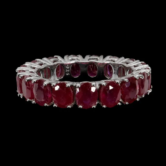 Heated Oval Red Ruby 5x4mm Gemstone 925 Sterling Silver Jewelry Ring Size 6.5