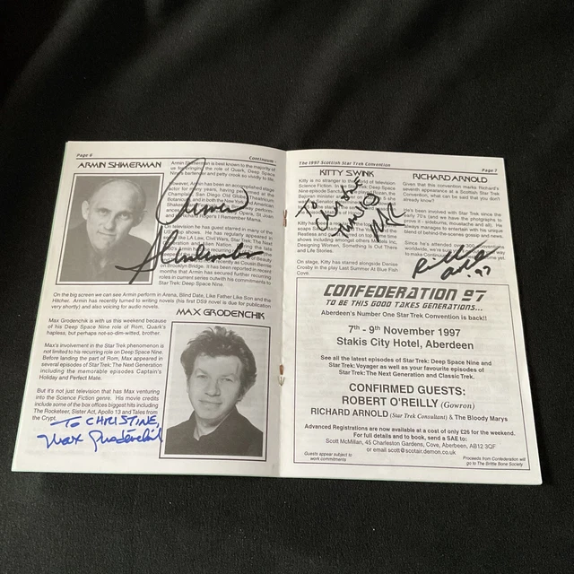 STAR TRECK Convention ‘97 ~ Signed ARMIN SHIMERMAN, MAX GRODENCHIK, KITTY SWINK.