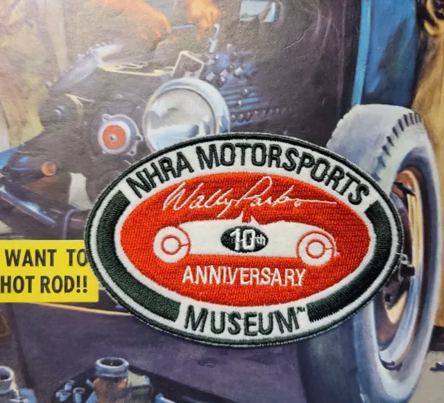 NHRA Motorsports Museum Embroidered PATCH 10th Ann Hot Rod Drag Racing vtg auto