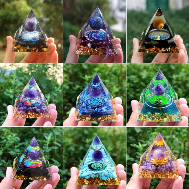 Tree Life Space Crystal Quartz Sphere Orgonite Pyramid Chakra Energy Orgone