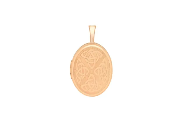 Small Etched Celtic Oval Locket 9ct Rose Gold