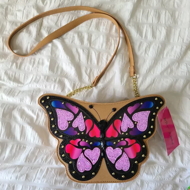 NEW BETSEY JOHNSON Kitsch Butterfly Rainbow Crossbody Purse Limited Edition