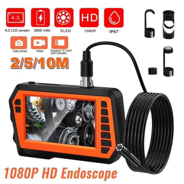 HD 1080P Industrial Endoscope Borescope LCD 4.3inch 8mm Inspection Snake Camera