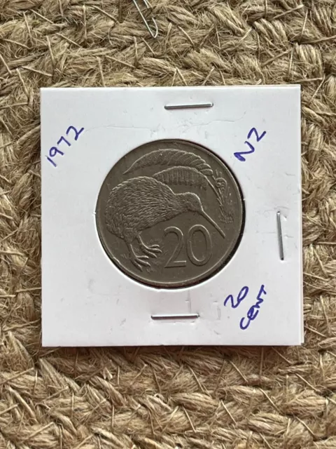 🌈Nice 1972 New Zealand 20 Cent Coin🌈 Kiwi Twenty Cents Queen Elizabeth Ii🌈