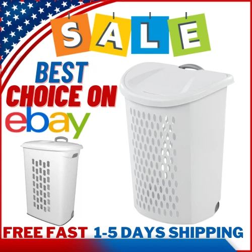 STERILITE ULTRA WHEELED Hamper Plastic Laundry Basket Home with Wheels