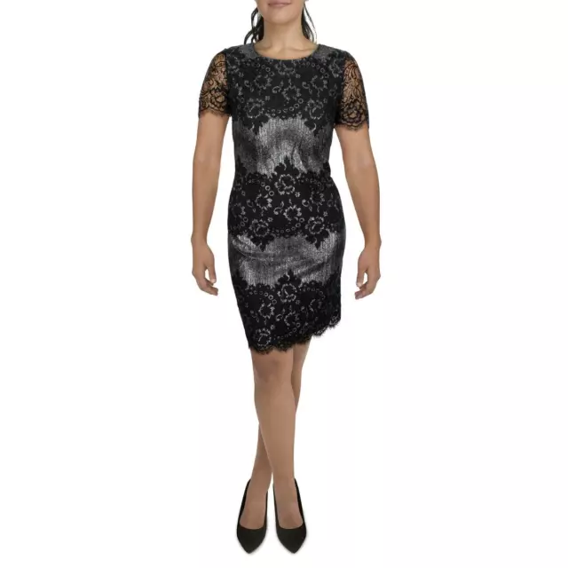 Kensie Womens Lace Scalloped Metallic Mini Dress BHFO 5370