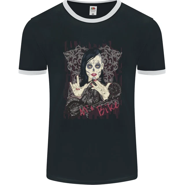 Ma Bike Skull Biker DotD Sugar Motorcycle Mens Ringer T-Shirt FotL
