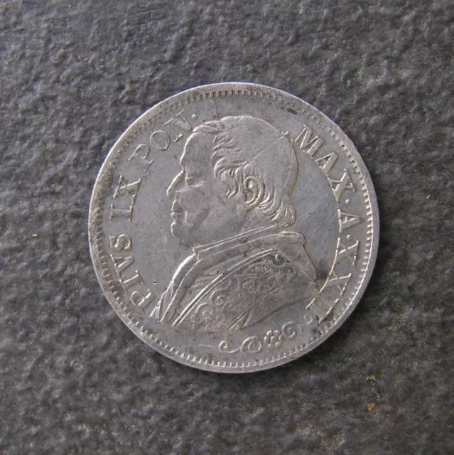 VATICAN - 10 SOLDI 1868 (Pape PIE IX) Monnaie en Argent 