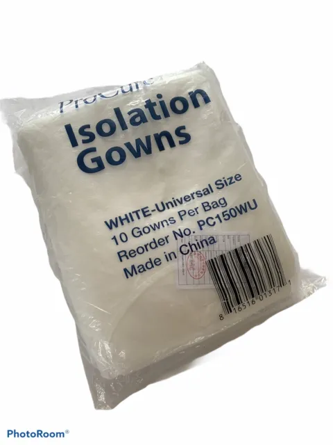 ProCure Isolation Gowns White Quantity 10 Universal Size
