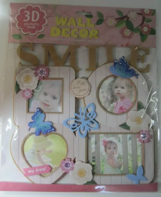 3D Eva Photo Frame Wall Decor Smile Holds 4 Pictures New 2