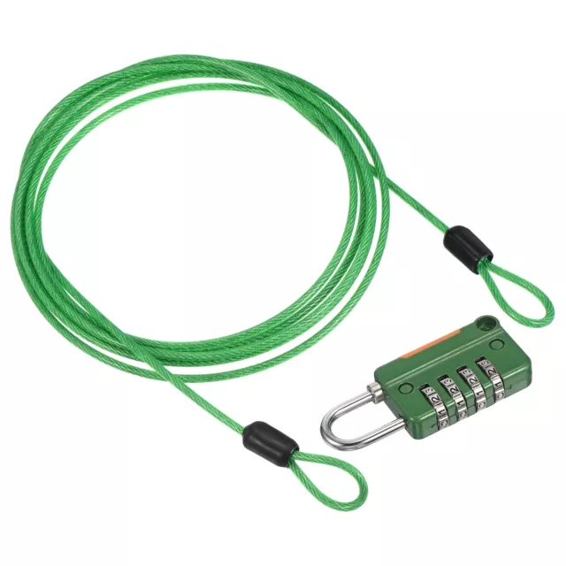 4 Cifre Combinazione Blocco con Sicurezza Cavo,6.5Ft,Verde