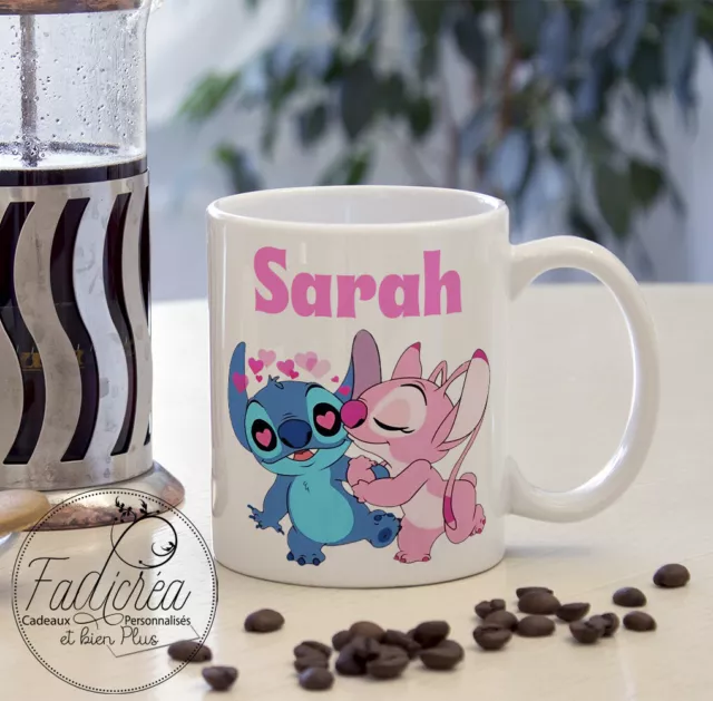 TASSE Mug illustration Stitch & A personnalisable avec le prénom de votre choix