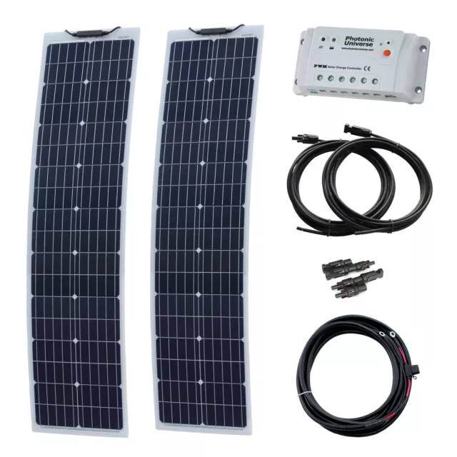 160W (80W + 80W) 12V Aluminium Reinforced Narrow Flexible Solar Charging Kit