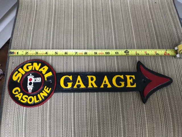 15 1/2” Cast Iron Signal Gasoline Gas Station Car Garage Arrow Sign