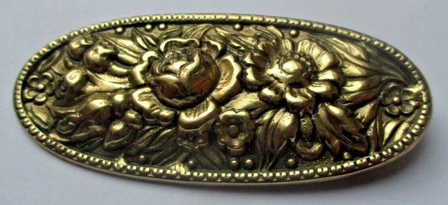 BROCHE ANCIENNE GRAND fleur chardon finement gravé couleur