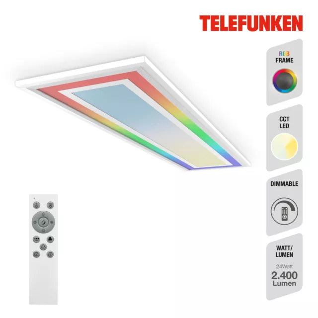 LED Panel CCT RGB Rahmen dimmbar Timer Fernbedienung 24W weiß Metall Telefunken