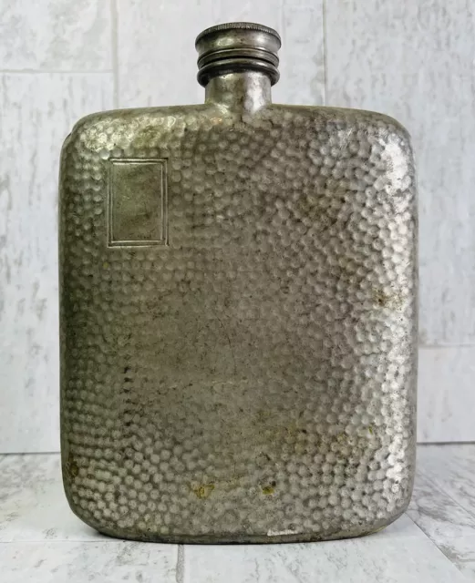 Antique James  Dixon & Sons England Sheffield Flask 6oz F. H #47  Hammered