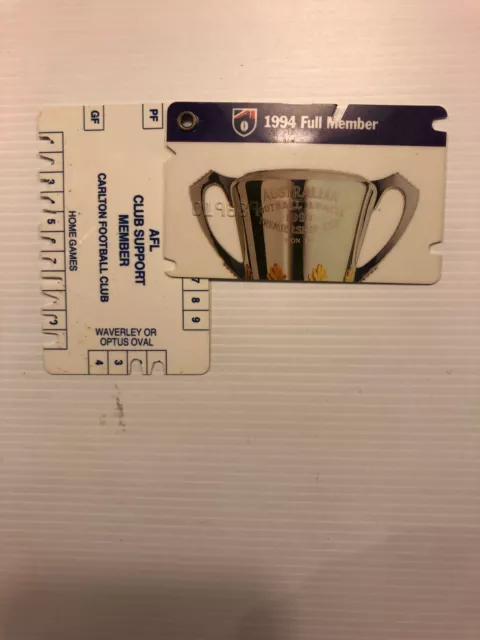 1994 AFL Full Membership ticket - CARLTON FOOTBALL CLUB Support Member