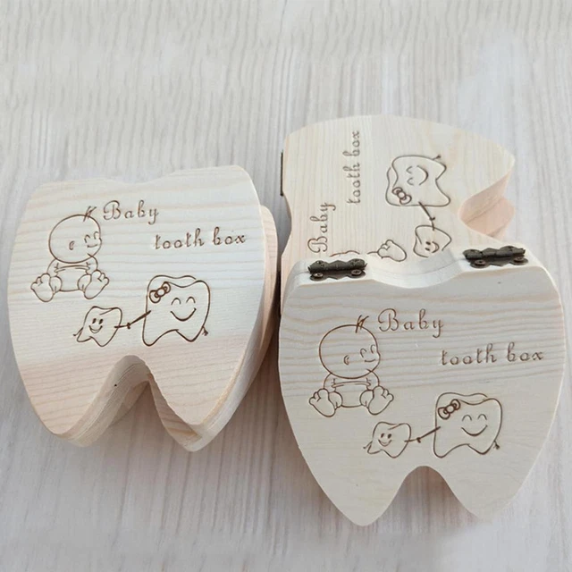 Wooden Milk Teeth Organizer Storage Tooth Box Boys Case Save GirlXRE M0Q7