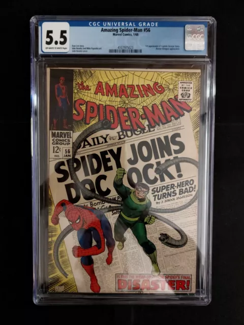 The Amazing Spider-Man #56 CGC 5.5 1968 John Romita Cover 1st App. Capt. George