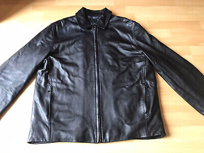 TED BAKER Black SOFT LEATHER JACKET Collared/  SIze 5 / XL / Smart