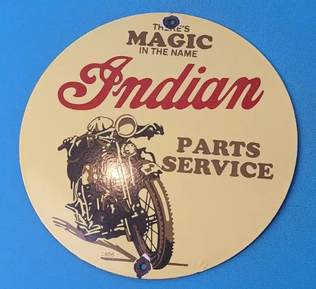 Vintage Indian Motorcycle Porcelain Service Station Gas Pump Plate Sign