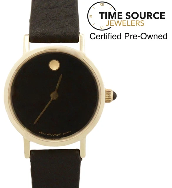 Movado Museum Classico 14K Oro Giallo Quadrante Nero 24mm Zenith Quarzo Orologio
