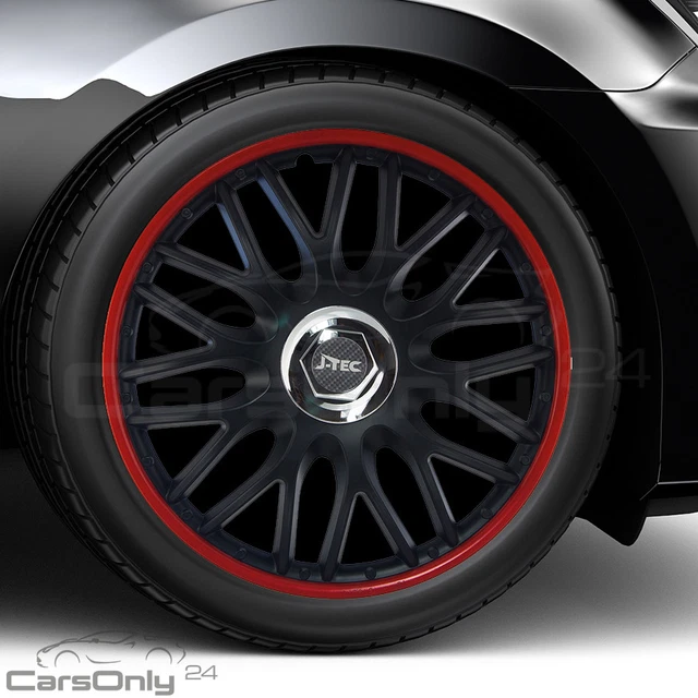 4 x RADKAPPEN 16 ZOLL ORDEN RED RADZIERBLENDEN SCHWARZ ROTER RAND FÜR SUZUKI KIA