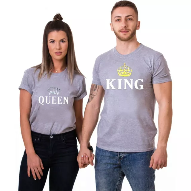Camiseta Para Parejas Corona Rey Y Reina Personalizada Por Pedido 184 3
