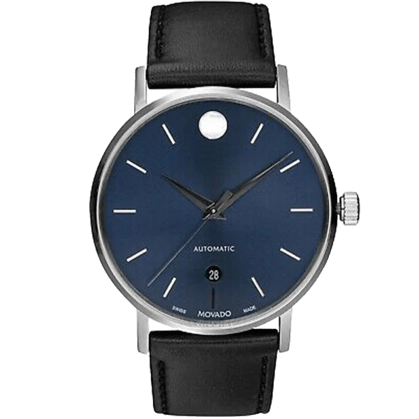 Orologio MOVADO Museo Svizzero Classico Quadrante Blu Uomo Pelle AUTOMATICO Data